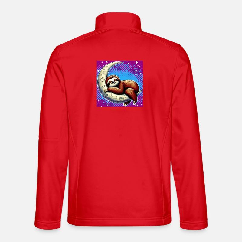 Sloth sleeps on the Moon - Unisex Softshell Jacket - red