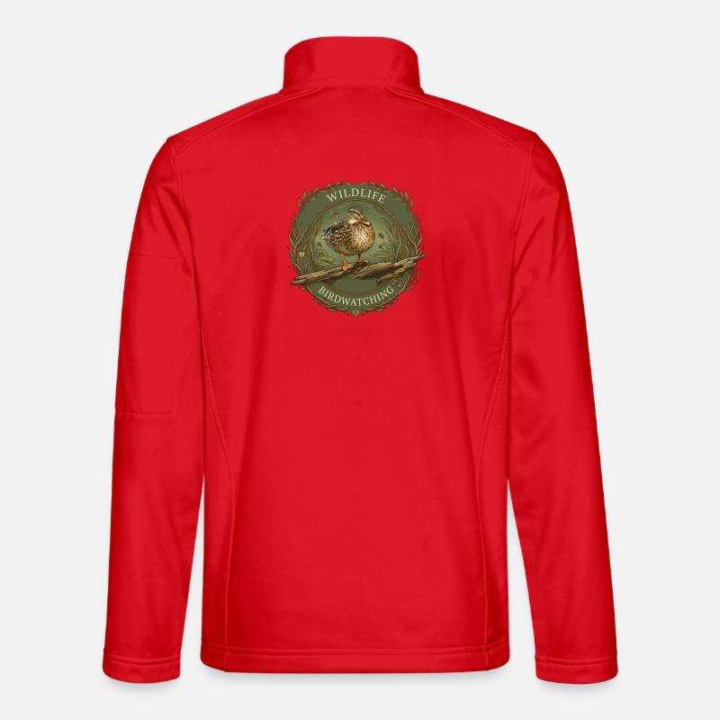 Bird Watching Wildlife Emblem - Unisex Softshell Jacket - red