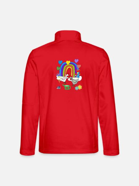 Children's Fantasy Rainbow Flowers Chickens - Unisex Softshell Jacket - red