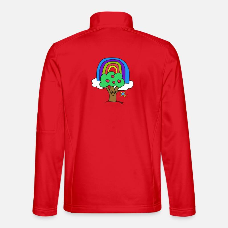 Baum Regenbogen Kind Vogel Märchen - Unisex Softshelljacke - Rot