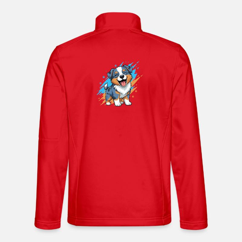 Fröhlicher Welpenfreund im Farbklecks - Unisex Softshelljacke - Rot
