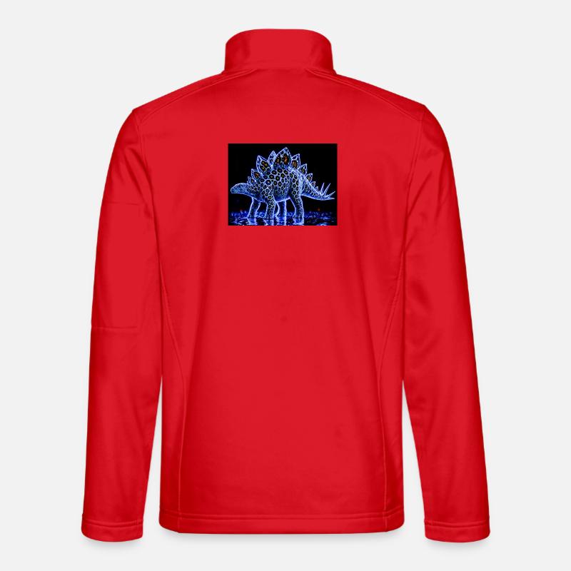 Neon Stegosaurus Glow Pattern - Unisex Softshell Jacket - red