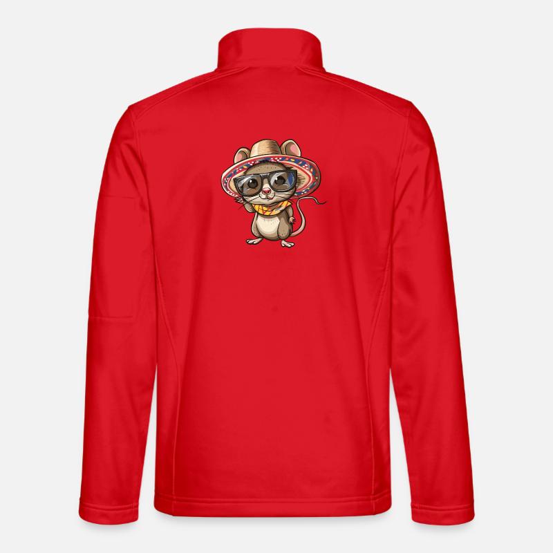 Mouse Comic Funny Sombrero - Unisex Softshell Jacket - red