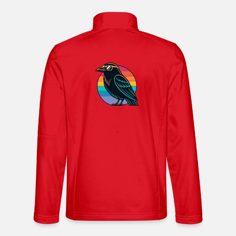 Retro Rainbow Raven - Unisex Softshelljacke - Rot