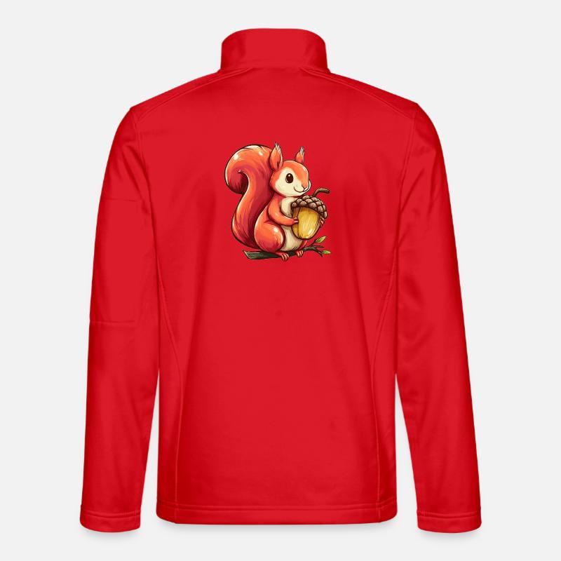 Kuscheliges Eichhörnchen mit Eichel - Unisex Softshelljacke - Rot
