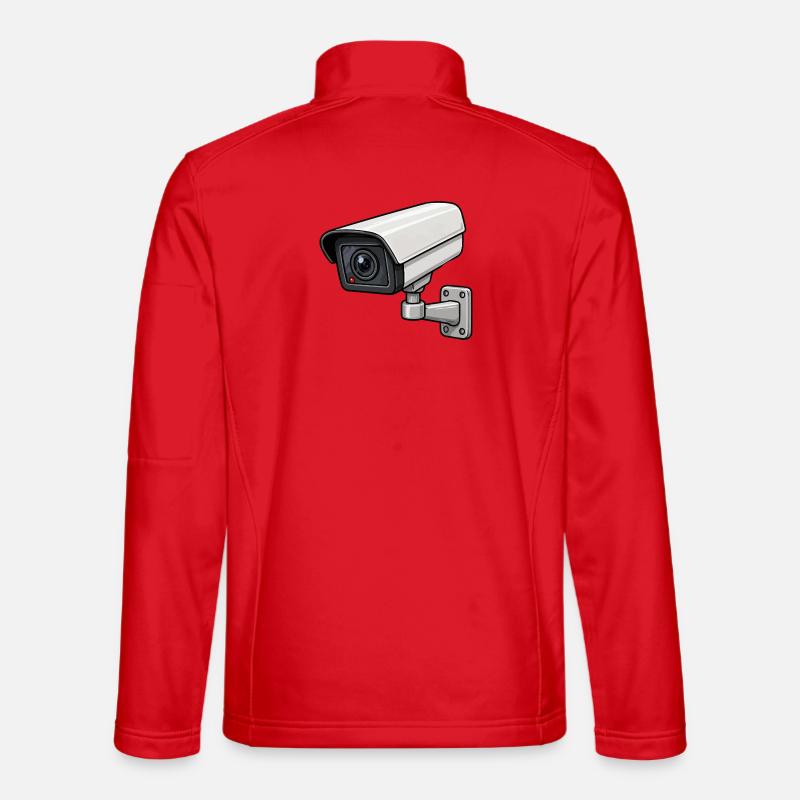 Security Camera Illustration - Unisex Softshell Jacket - red