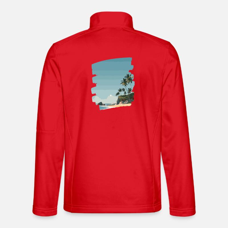 Sunset beach with palm trees - Unisex Softshell Jacket - red
