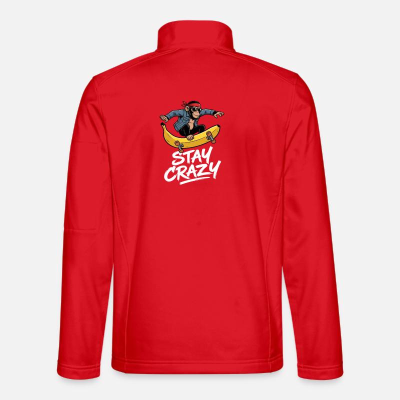 Crazy Monkey Skateboard - Unisex Softshell Jacket - red