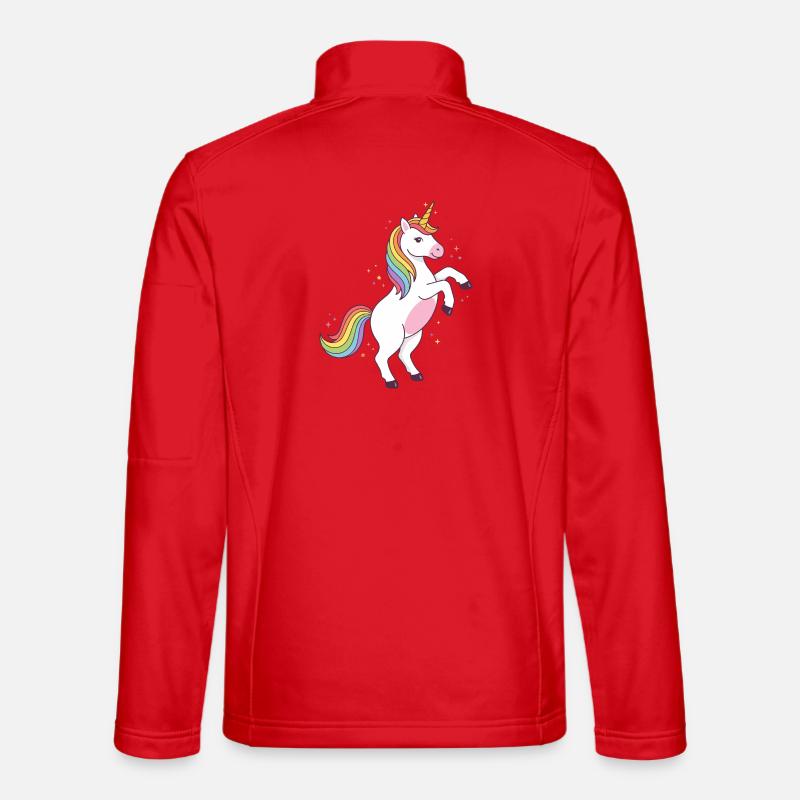 Prancing Rainbow Unicorn - Unisex Softshell Jacket - red