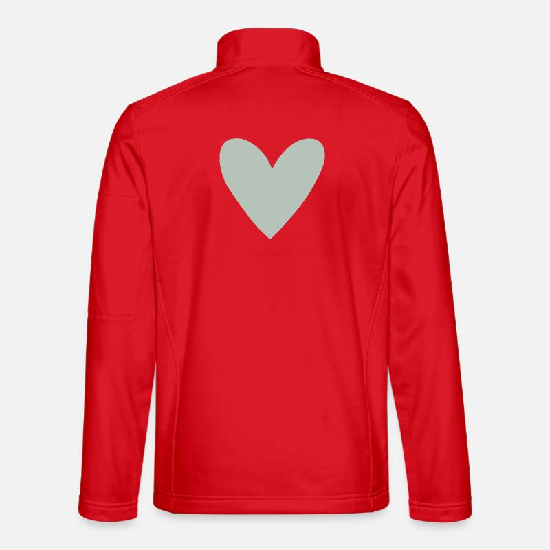 Heart Sage Green - Unisex Softshell Jacket - red