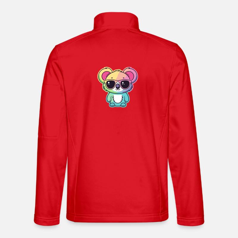 Rainbow Neon Koala with Glasses - Unisex Softshell Jacket - red