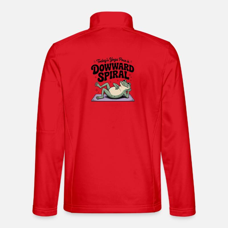 Downward Spiral Frog Yoga Meme - Unisex Softshell Jacket - red