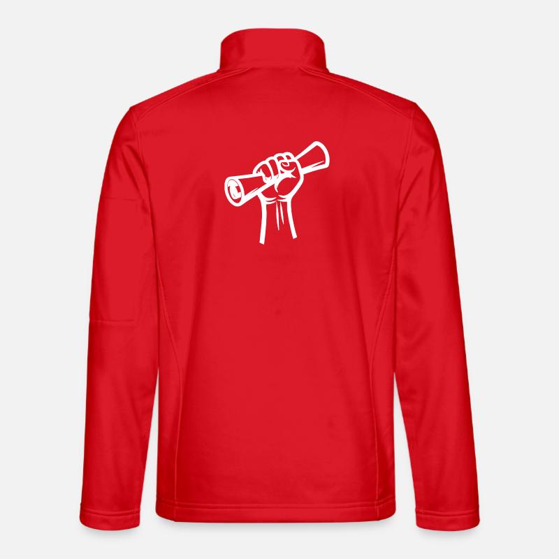 Erhobene Faust hält eine Rolle - Unisex Softshelljacke - Rot