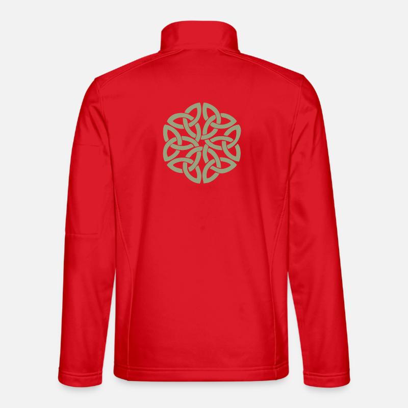 Circular Celtic Knot Interlace - Unisex Softshell Jacket - red