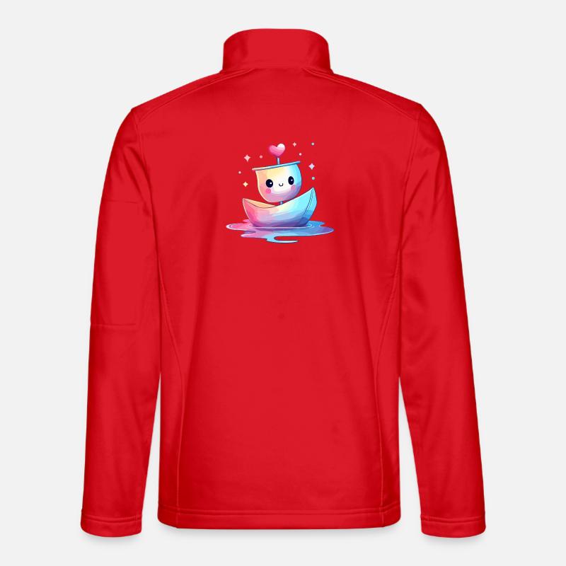 Kunterbuntes Herzboot Kawaii - Unisex Softshelljacke - Rot