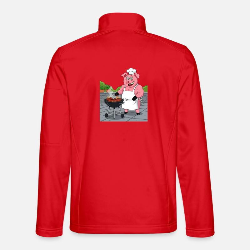 Grilling cozy pig - Unisex Softshell Jacket - red