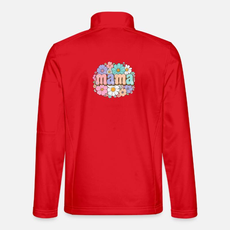 Retro Mom Flowers - Unisex Softshell Jacket - red