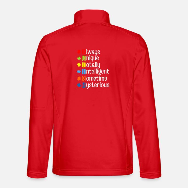 Autism Puzzle Pride: Unique Minds - Unisex Softshell Jacket - red