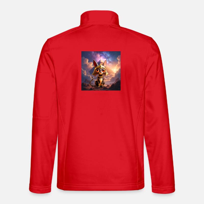 Pharao-Katze vor der Pyramide - Unisex Softshelljacke - Rot