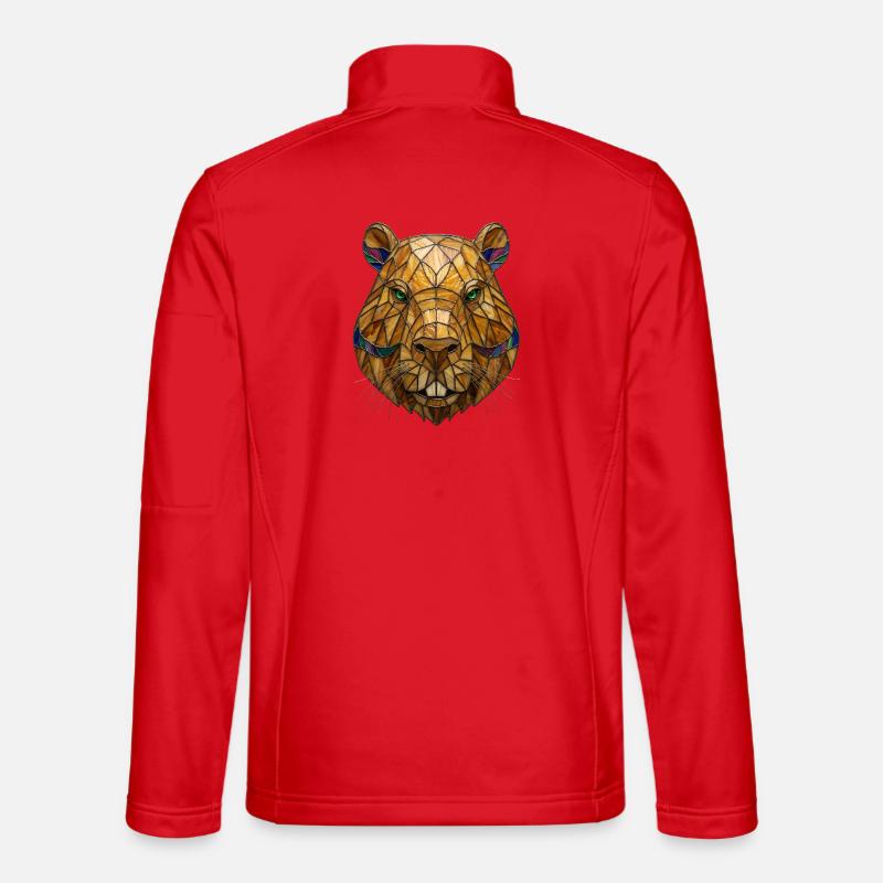 Buntglas-Kapybara-Porträt-Mosaikkunst - Unisex Softshelljacke - Rot