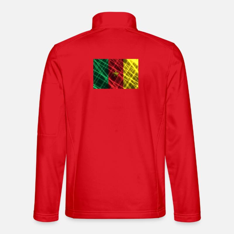 Filet de drapeau néon Cameroun Veste en tissu softshell Unisexe
