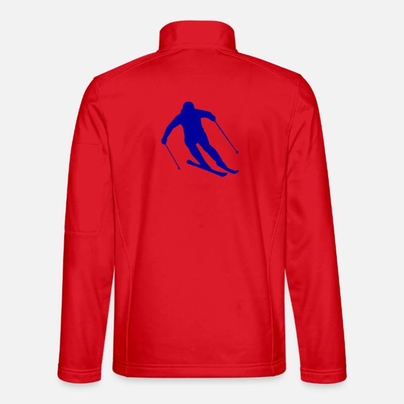 Blaue Skifahrer Silhouette - Unisex Softshelljacke - Rot