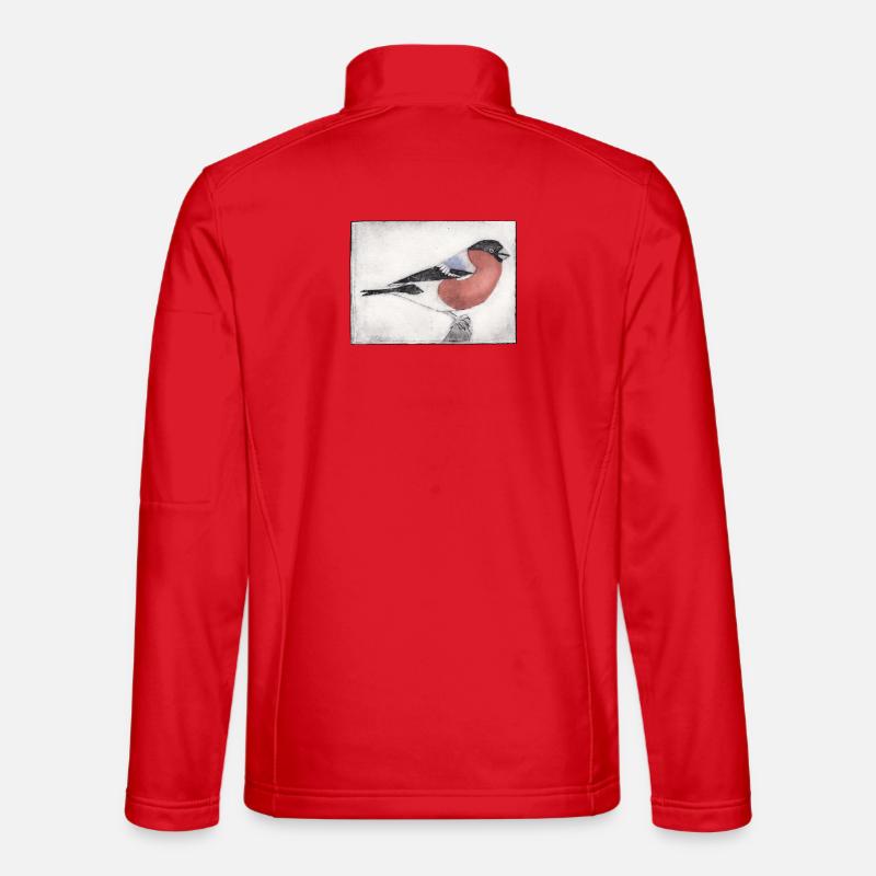 Vogel bunt koloriert - Druckvorlage handgeschnitzt Unisex Softshelljacke