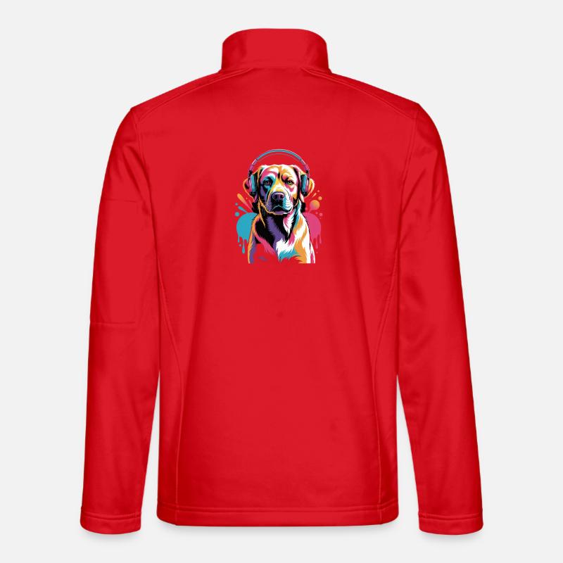 Labrador with headphones - Unisex Softshell Jacket - red