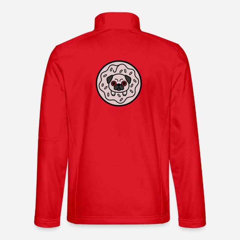 Mops Hund Donut Süßigkeiten - Unisex Softshelljacke - Rot