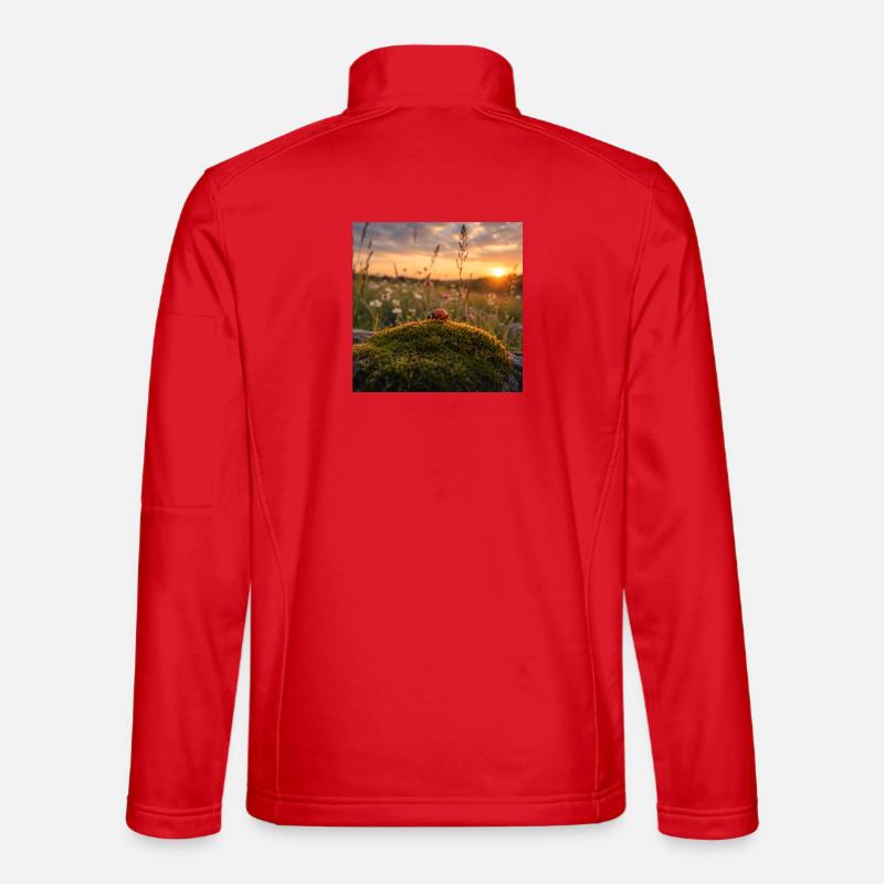Ladybug in sunset and moss - Unisex Softshell Jacket - red