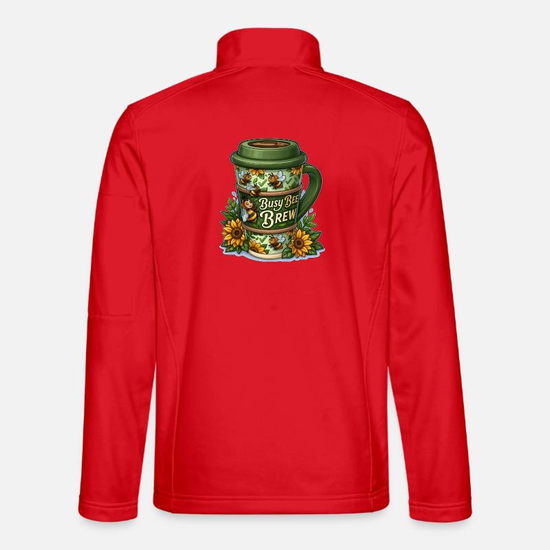 Busy Bee Brew Coffee Cup with Sunflowers Unisex Softshell Jacket