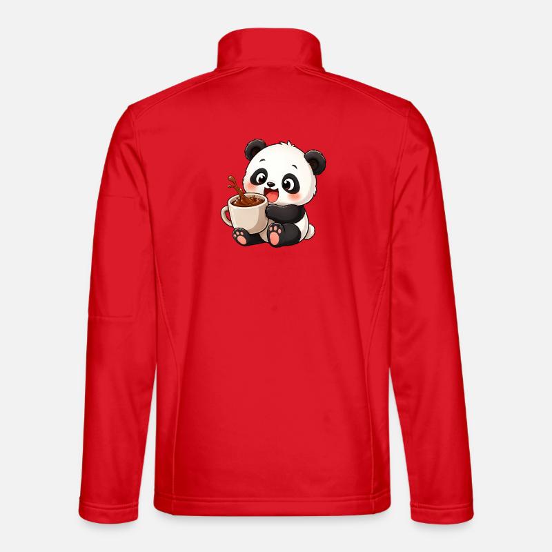 Süßer Panda Kaffeetrinker Kaffeeliebhaber Cartoon - Unisex Softshelljacke - Rot