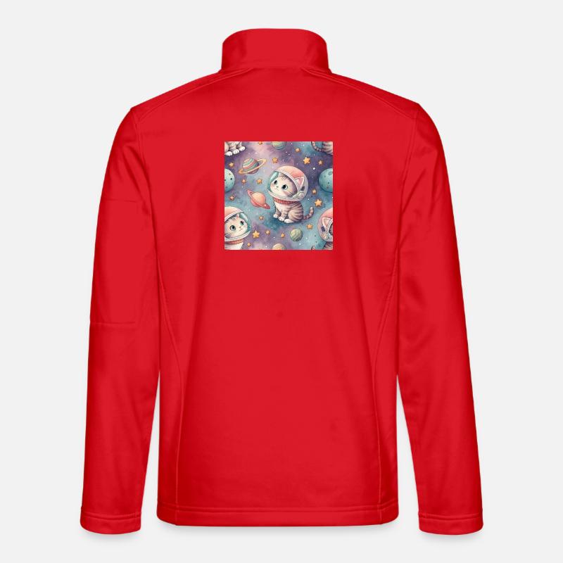 Cosmic Kitten in Orbit - Unisex Softshell Jacket - red
