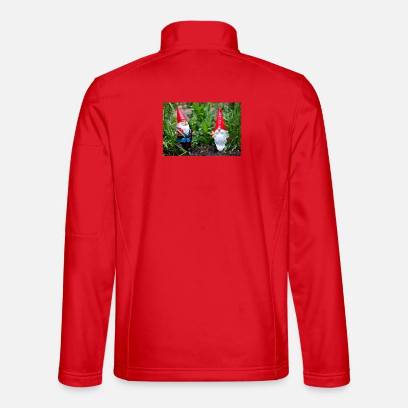 Gartenwichtel im Blumengarten - Unisex Softshelljacke - Rot