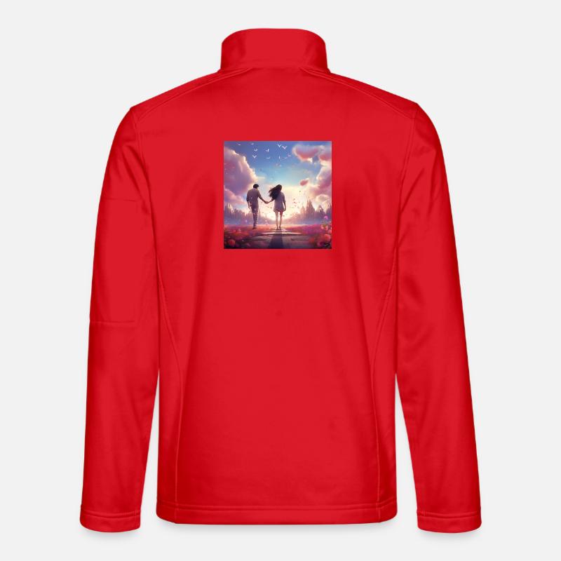Evening Path of Love - Unisex Softshell Jacket - red