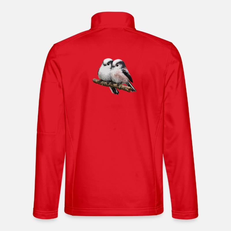 Duo Long-tailed on Branch - Soft Pastel - Unisex Softshell Jacket - red