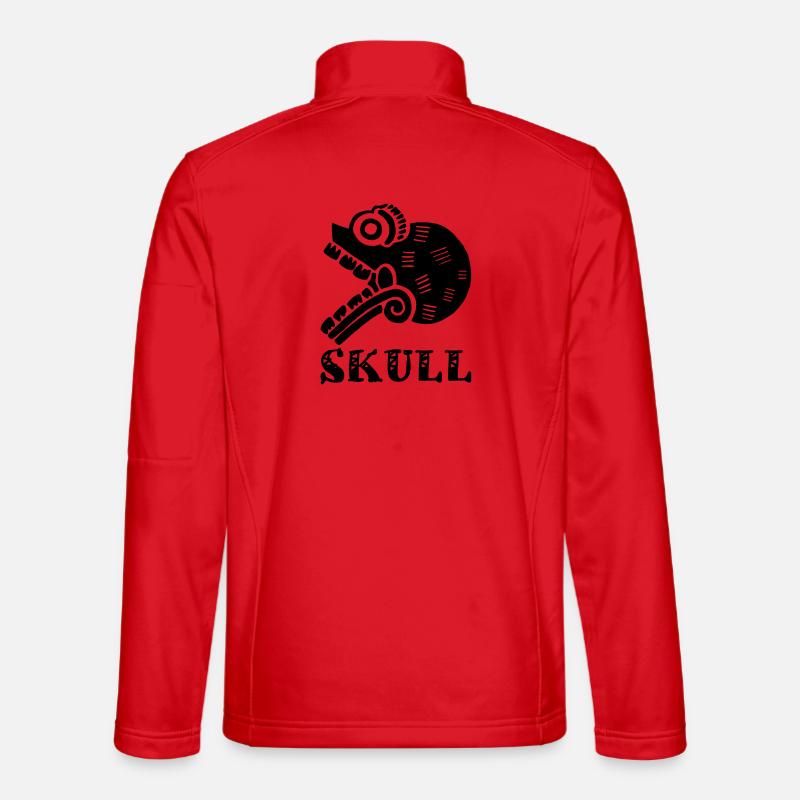 Tribal Skull (Black) - Unisex Softshell Jacket - red