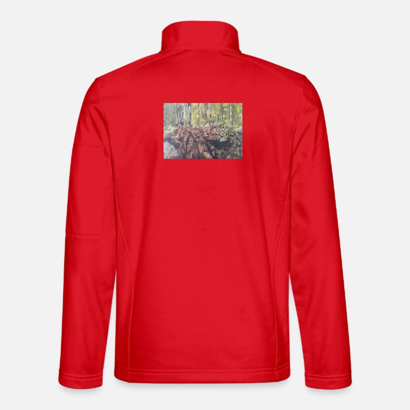 Baumstämme im Wald – eine impressionistische Landschaft - Unisex Softshelljacke - Rot