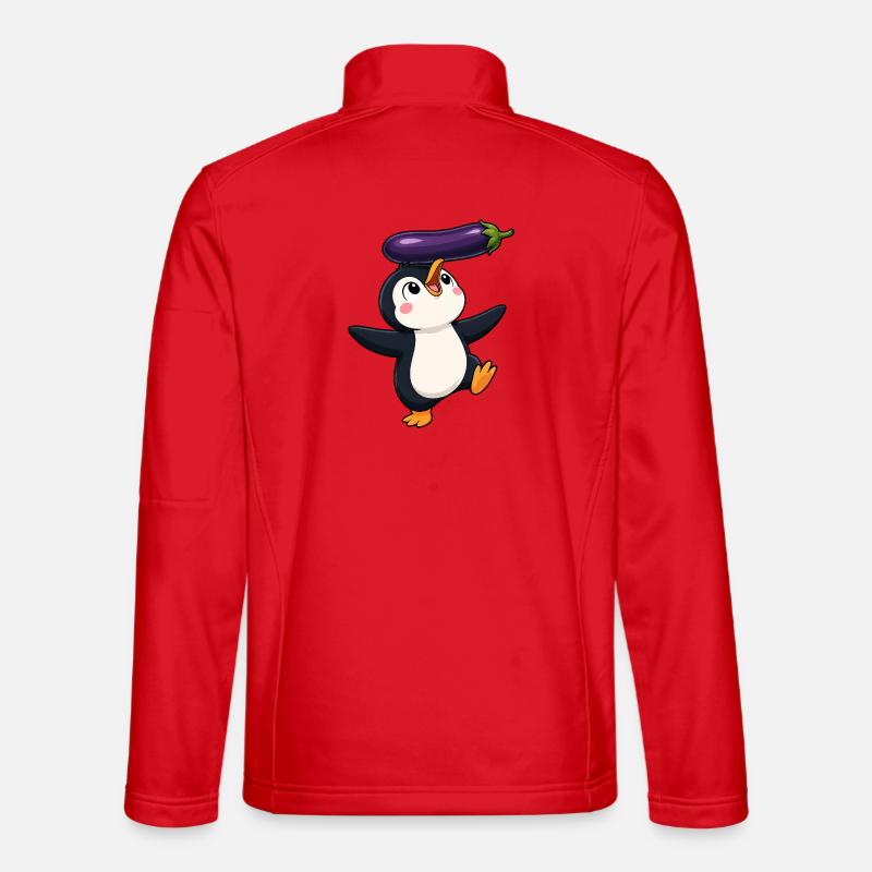 Cute Penguin Dancing Balancing Vegetables Vegan Unisex Softshell Jacket