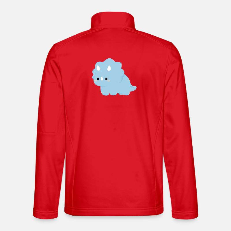 Pastel Blue Dino Triceratops Charm - Unisex Softshell Jacket - red