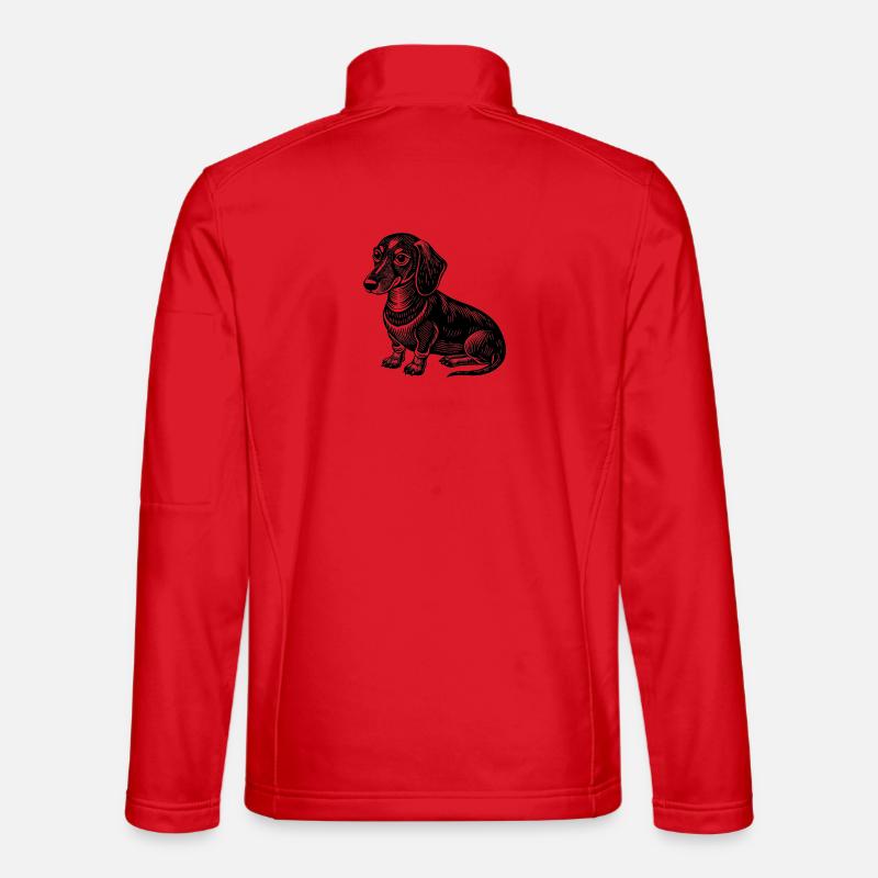 Dackel sitzt - Unisex Softshelljacke - Rot