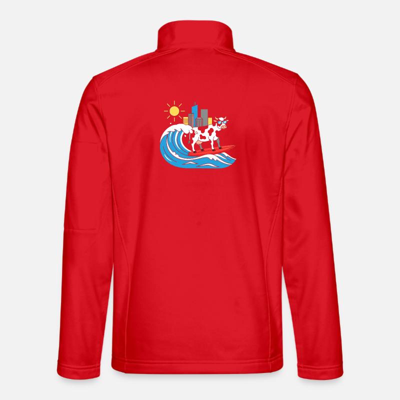 Surfing cow at the City-Wave - Unisex Softshell Jacket - red