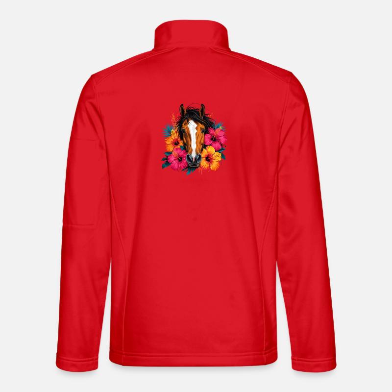 Horse with tropical flowers - Unisex Softshell Jacket - red