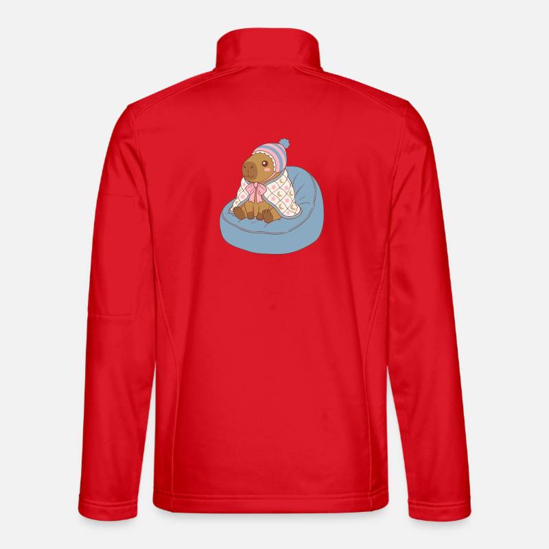 Cuddle Capybara Moonstar Blanket - Kawaii Design - Unisex Softshell Jacket - red