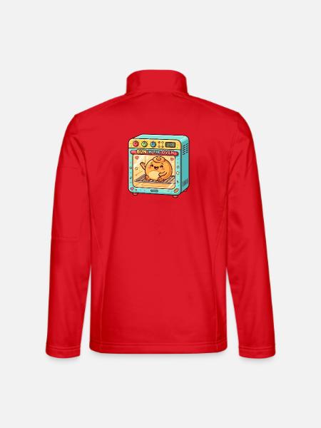 Femme enceinte dans un chignon dans le four – drôle de femme - Veste en tissu softshell Unisexe - rouge - Dos
