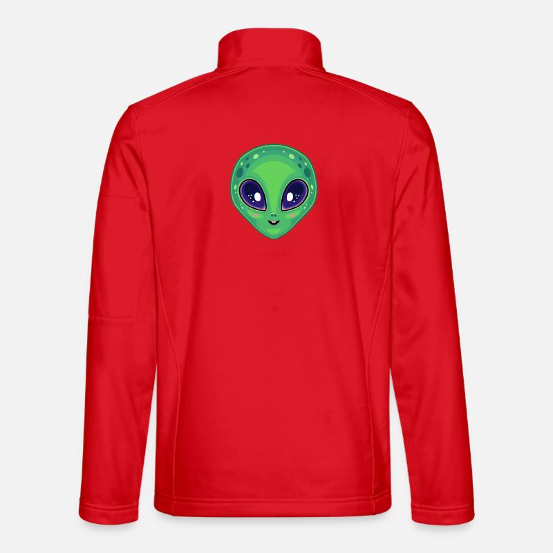 Cute Kawaii Bright-Eyed Alien - Unisex Softshell Jacket - red