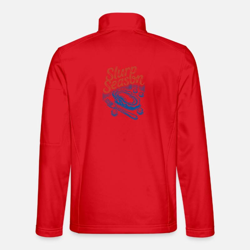 Schlürfsaison – Retro-Austern-Meeresfrüchte - Unisex Softshelljacke - Rot
