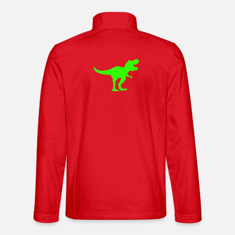 Green Dino Rex Silhouette - Unisex Softshell Jacket - red