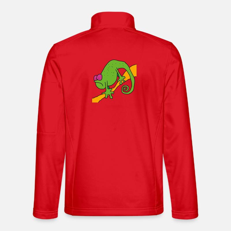 Chamaeleon am Ast – bunte Pop-Illustration - Unisex Softshelljacke - Rot