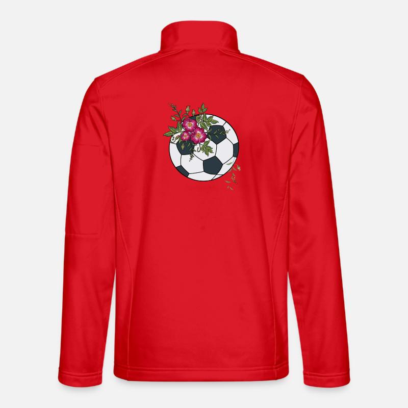 Fußball mit Blumen - Unisex Softshelljacke - Rot